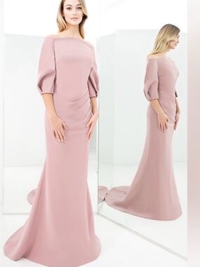 Alexander By Daymor Off-Shoulder evening gown Dusty Rose/pink NWT